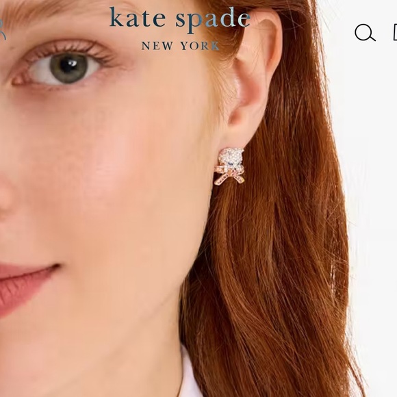 Kate Spade Glittering Silver and Pink Cat Earrings - Picture 2 of 5